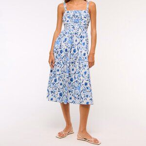 The A&F Emerson Poplin Wide Strap Midi Dress W/ Pockets